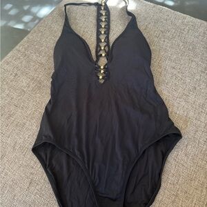 Trina Turk Elegant Black Swimsuit with Gold Detail